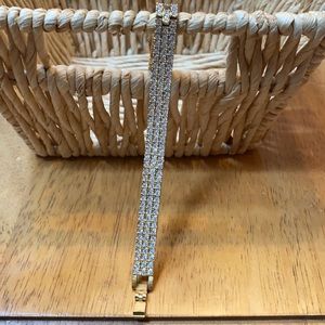 Faux Diamond and Gold Tone Bracelet